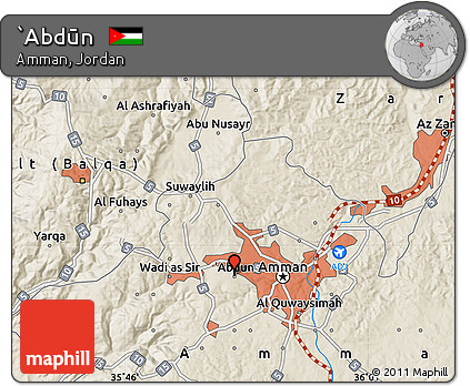 Shaded Relief Map of `Abdūn