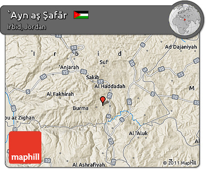 Shaded Relief Map of `Ayn Aş Şafār