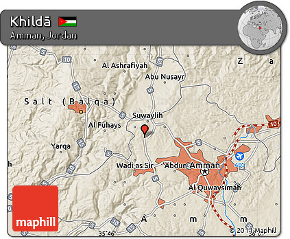 Shaded Relief Map of Khildā