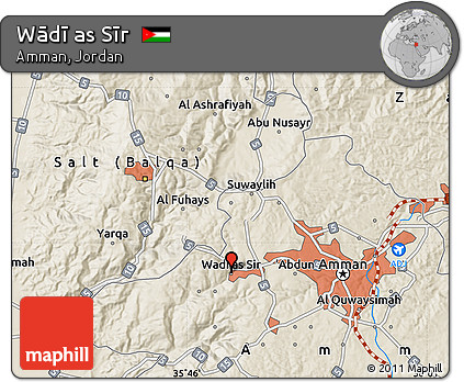 Shaded Relief Map of Wādī As Sīr