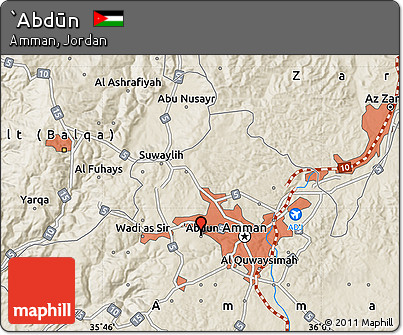 Shaded Relief Map of `Abdūn