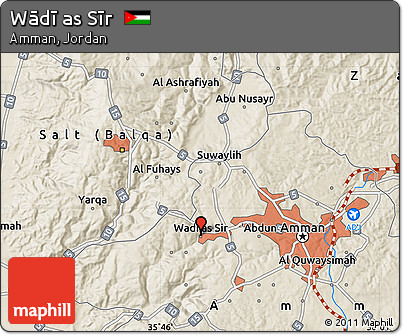 Shaded Relief Map of Wādī As Sīr