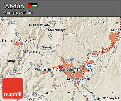 Shaded Relief Map of `Abdūn