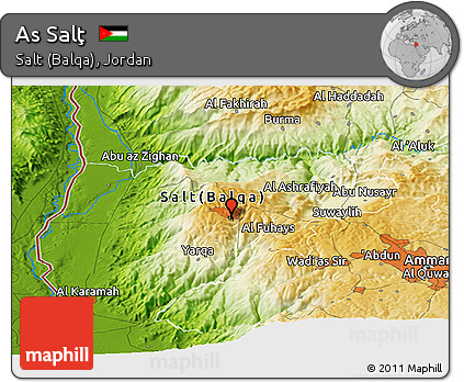 Physical Panoramic Map of As Salţ