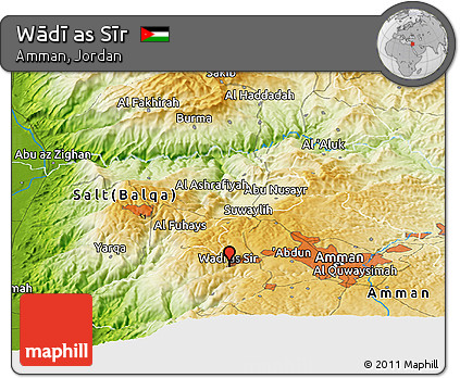 Physical Panoramic Map of Wādī As Sīr