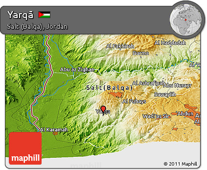 Physical Panoramic Map of Yarqā