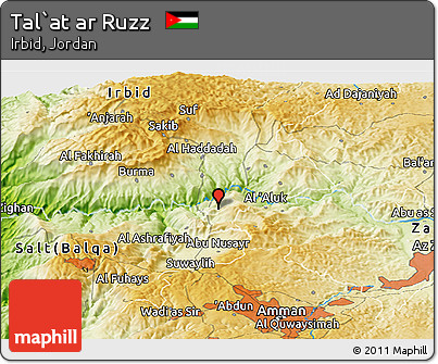 Physical Panoramic Map of Tal`at Ar Ruzz