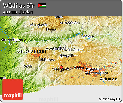 Physical Panoramic Map of Wādī As Sīr
