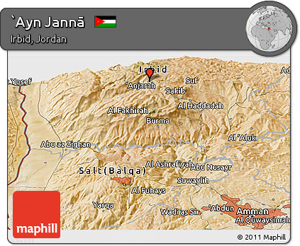 Satellite Panoramic Map of `Ayn Jannā