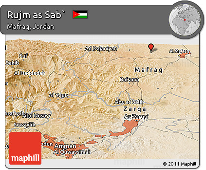 Satellite Panoramic Map of Rujm As Sab`
