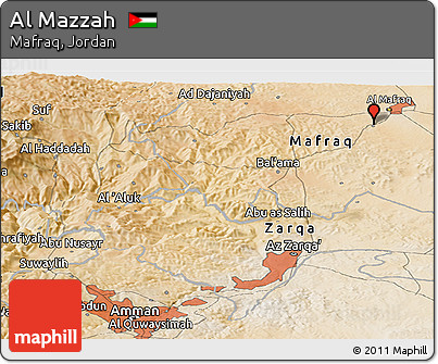 Satellite Panoramic Map of Al Mazzah