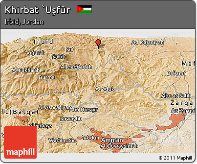 Satellite Panoramic Map of Khirbat `Uşfūr