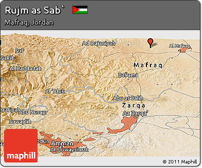 Satellite Panoramic Map of Rujm As Sab`