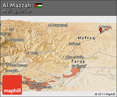 Satellite Panoramic Map of Al Mazzah