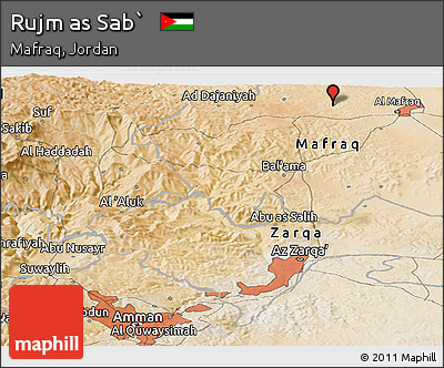 Satellite Panoramic Map of Rujm As Sab`