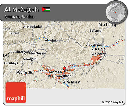 Shaded Relief Panoramic Map of Al Maḩaţţah