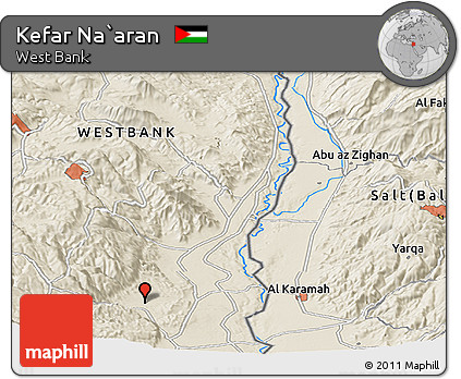Shaded Relief Panoramic Map of Kefar Na`aran
