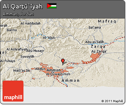 Shaded Relief Panoramic Map of Al Qarţū`īyah