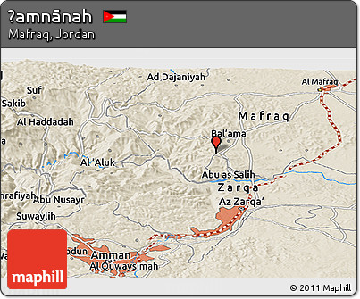 Shaded Relief Panoramic Map of Ḩamnānah