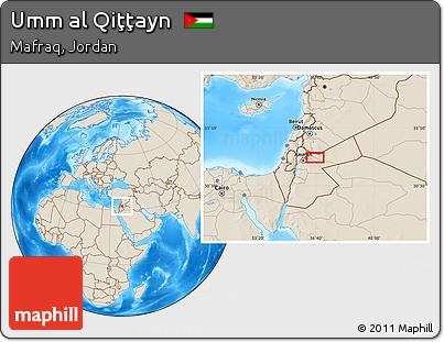Shaded Relief Location Map of Umm Al Qiţţayn