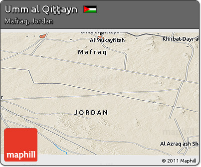 Shaded Relief Panoramic Map of Umm Al Qiţţayn