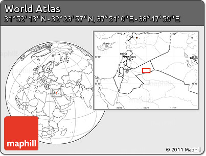 Blank Location Map of the Area around 32° 8' 5" N, 38° 19' 30" E