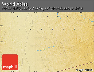Physical Map of the Area around 32° 8' 5" N, 38° 19' 30" E