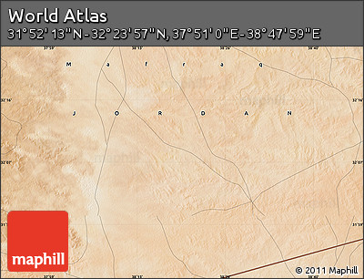 Satellite Map of the Area around 32° 8' 5" N, 38° 19' 30" E