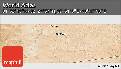Satellite Panoramic Map of the Area around 32° 8' 5" N, 38° 19' 30" E