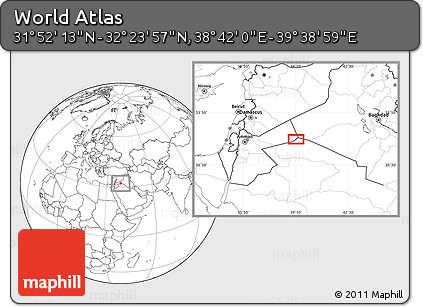 Blank Location Map of the Area around 32° 8' 5" N, 39° 10' 29" E