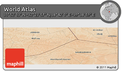 Satellite Panoramic Map of the Area around 32° 8' 5" N, 39° 10' 29" E
