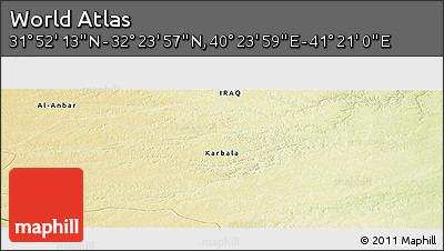 Physical Panoramic Map of the Area around 32° 8' 5" N, 40° 52' 30" E