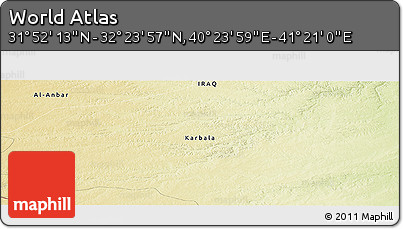 Physical Panoramic Map of the Area around 32° 8' 5" N, 40° 52' 30" E