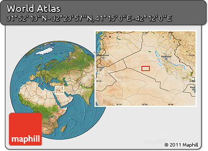 Satellite Location Map of the Area around 32° 8' 5" N, 41° 43' 30" E