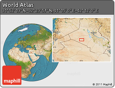 Satellite Location Map of the Area around 32° 8' 5" N, 41° 43' 30" E