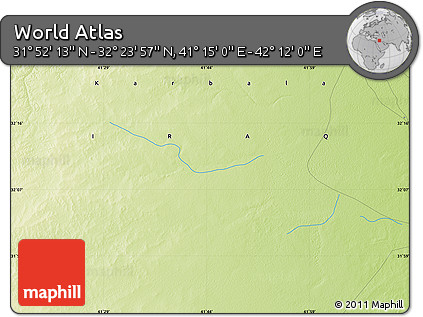 Physical Map of the Area around 32° 8' 5" N, 41° 43' 30" E
