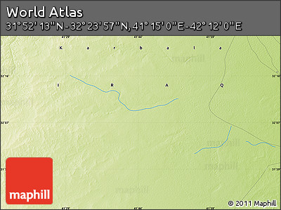 Physical Map of the Area around 32° 8' 5" N, 41° 43' 30" E
