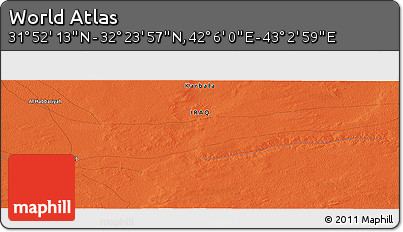 Political Panoramic Map of the Area around 32° 8' 5" N, 42° 34' 30" E