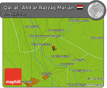 Physical 3D Map of Qal`at `Abd Ar Razzāq Marjān