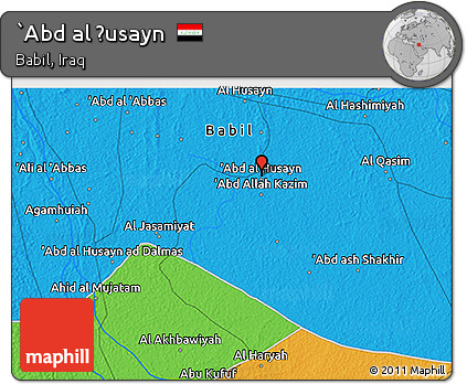 Political 3D Map of `Abd Al Ḩusayn