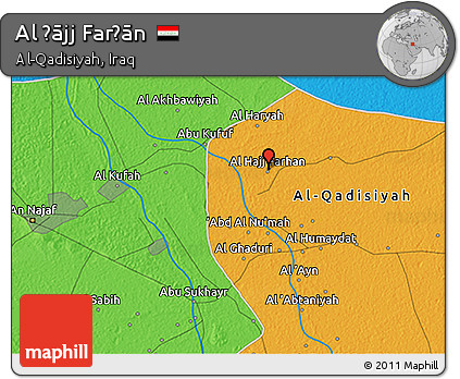 Political 3D Map of Al Ḩājj Farḩān