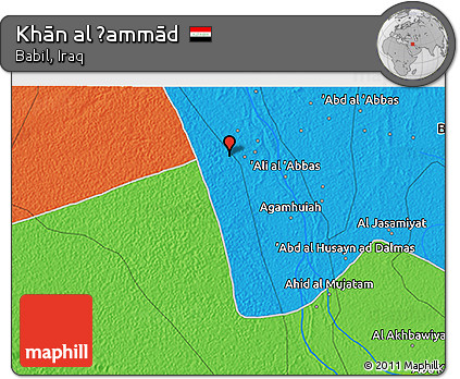 Political 3D Map of Khān Al Ḩammād
