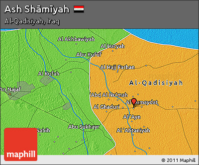 Political 3D Map of Ash Shāmīyah