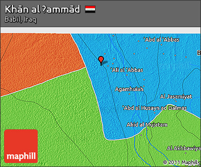 Political 3D Map of Khān Al Ḩammād