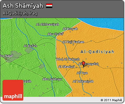 Political 3D Map of Ash Shāmīyah