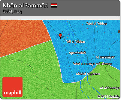 Political 3D Map of Khān Al Ḩammād