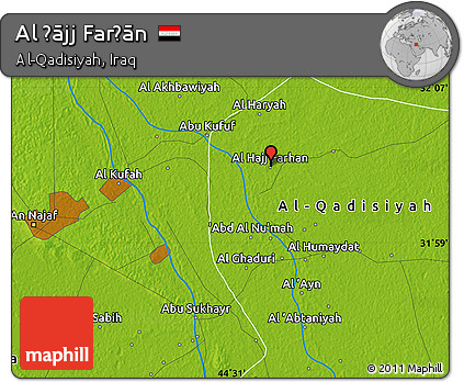 Physical Map of Al Ḩājj Farḩān