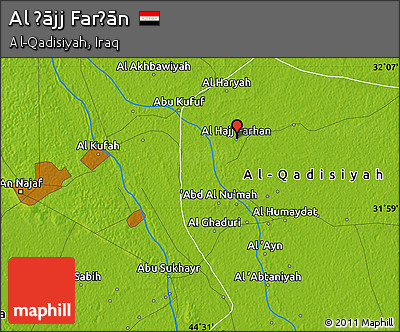 Physical Map of Al Ḩājj Farḩān