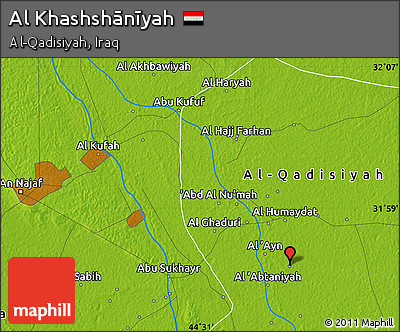 Physical Map of Al Khashshānīyah