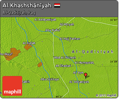 Physical Map of Al Khashshānīyah
